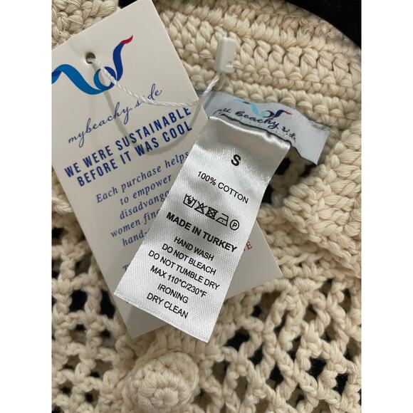 My Beachy Side Solina Hand-Crochet Cardigan Ivory Cotton Size Small NWT Elegant - Picture 5 of 6